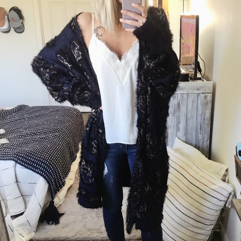Fuzzy print Lane Bryant cardigan